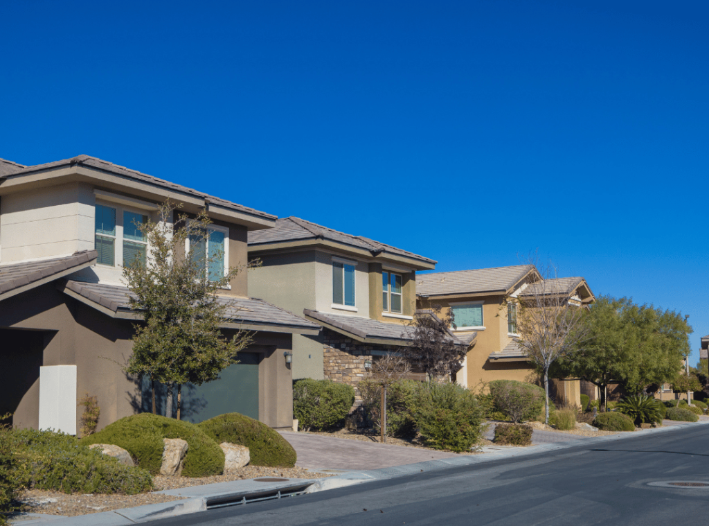nevada neighborhood with houses and trees