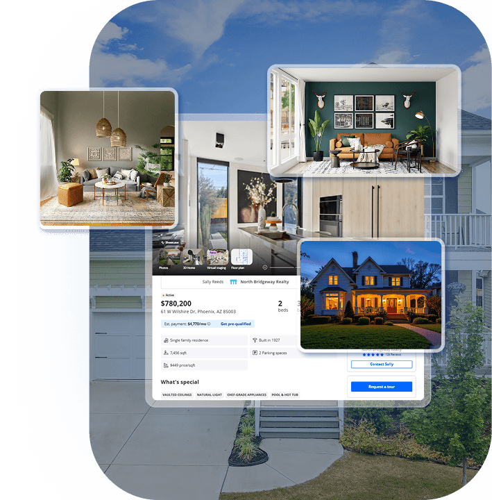 Screenshots of the Zillow website.