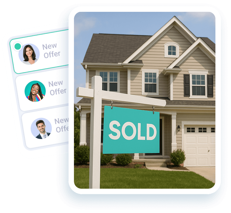 House with a ‘Sold’ sign in front.