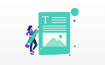 Illustration of a girl writing a blog.
